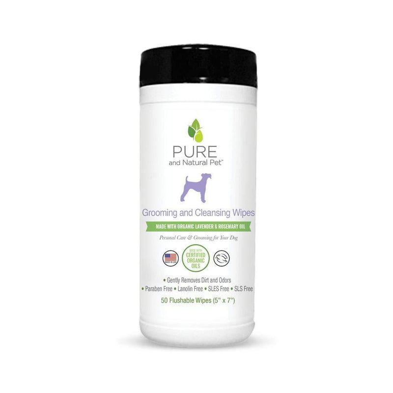 Pure and Natural Pet - Grooming and Cleansing Wipes Lavender and Rosemary 50 Wipes (PN257) - PawsPlanet Australia