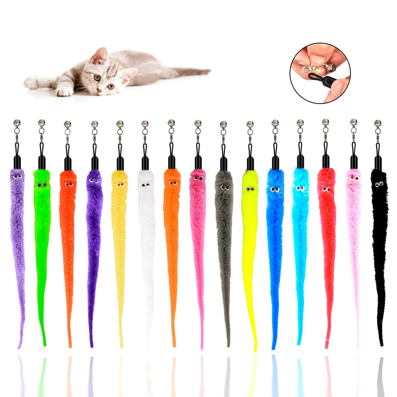 Cat Worm Toys, (15 Packs) Interactive Cat Wand Replacement, Cat Wand Refill Attachments for Indoor Cats 15 Packs Random color - PawsPlanet Australia