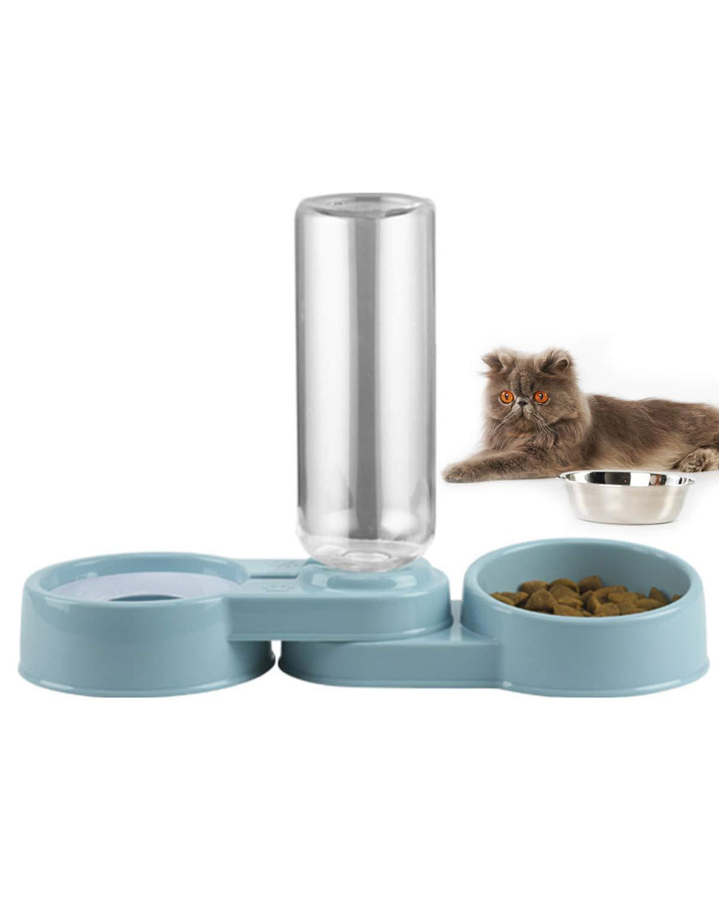 [Australia] - Folomie Double Dog Cat Bowls Pet Automatic Water Dispenser Detachable blue 