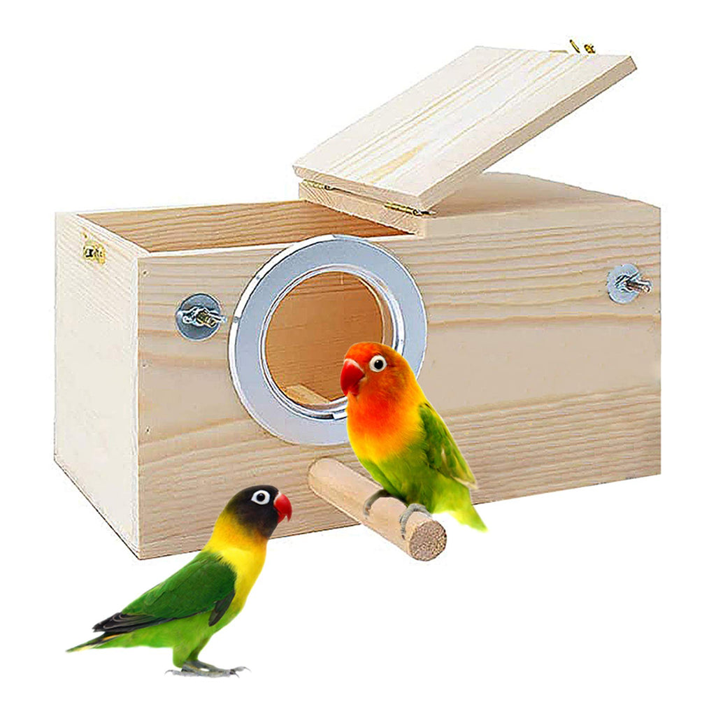 PINVNBY Parakeet Nesting Box Bird House Wood Breeding Box Parrots Mating Box for Lovebirds,Cockatoo,Budgie, Finch,Canary and Medium-Sized Birds (L) L:11.4"*5.9"*5.9"inch - PawsPlanet Australia