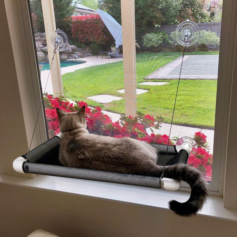 Lcybem Cat Hammocks for Window - Seat Suction Cups Space Saving Cat Bed, Pet Resting Seat Safety Cat Window Perch for Large Cats, Providing All Around 360° Sunbath for Indoor, Weighted up to 33lbs - PawsPlanet Australia