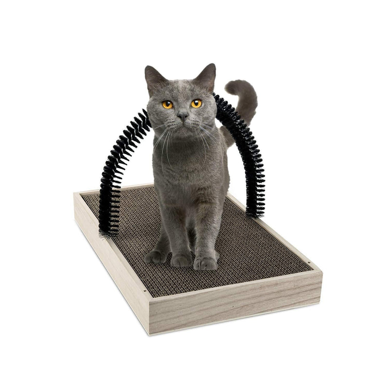 ale pomos Pet Fur Grooming Cat Scratching Pads,Cats Self Groomer Massager Scratcher Toy Brush,Cat Scratching Pads with Wooden Tray Brown - PawsPlanet Australia