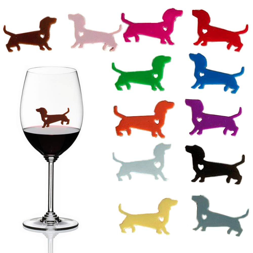 Wine Glass Charms Wine Glass Markers Cat Charms Silicone Drink Cup Bottle Label Mugs Tag Magnetic Wine Drink Markers and Tags for Party, Wedding, Tasting Events, Cocktails, Martinis, Champagne 12Pcs dog - PawsPlanet Australia