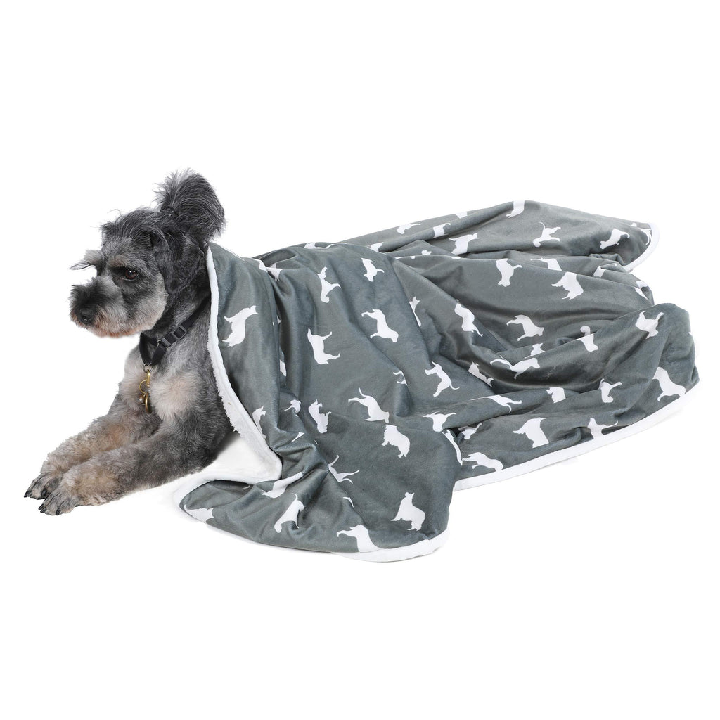 Double Thickening Large Dog Blanket,Super Soft Warm Sherpa Fleece Plush Pet Throws for Large Medium Dogs Puppy Cats (22Wx30L, Dark Grey) Dog Pattern 22Wx30L - PawsPlanet Australia