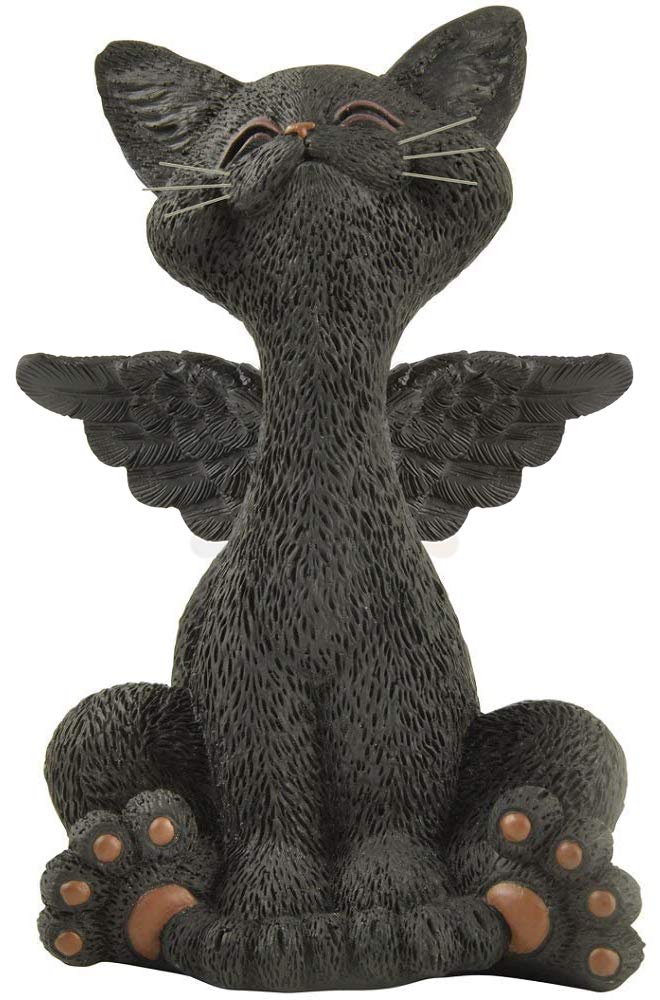 [Australia] - JFSM INC. Bereavement Memorial Black Cat Angel Figurine with Angel Wings Cat Loss Sympathy Gift - Happy Cat Collection - Cat Bereavement Gifts, Cat Memorial, Cat Loss Gifts, Cat Lover Gifts 