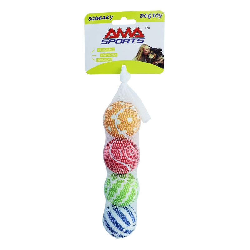 [Australia] - AMA SPORT Pet Dog Squeak Toy Tennis Balls for Dogs Size 2.0,2.5 4.0 inch-2/4/12 Balls Pack Dog Sensitive Colour for Small Puppy to Large Dogs,Chewers 204 