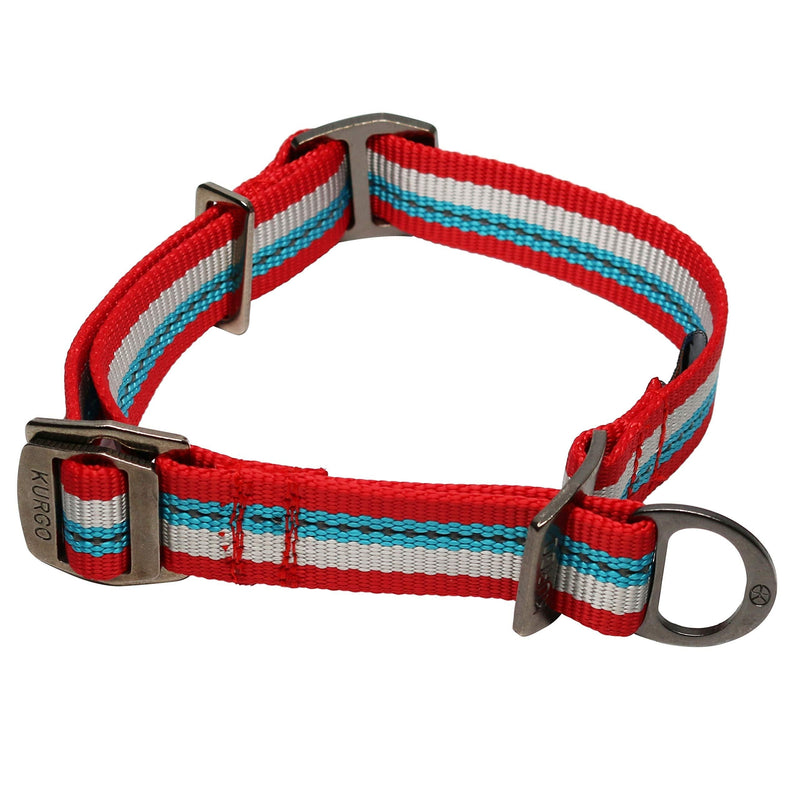 [Australia] - Kurgo Limited Slip Collar for Dogs, Martingale Style Collar, Active Dog Collar, Adjustable, Reflective Trim, Walk About Limited Slip Collar, Chili Red Small 