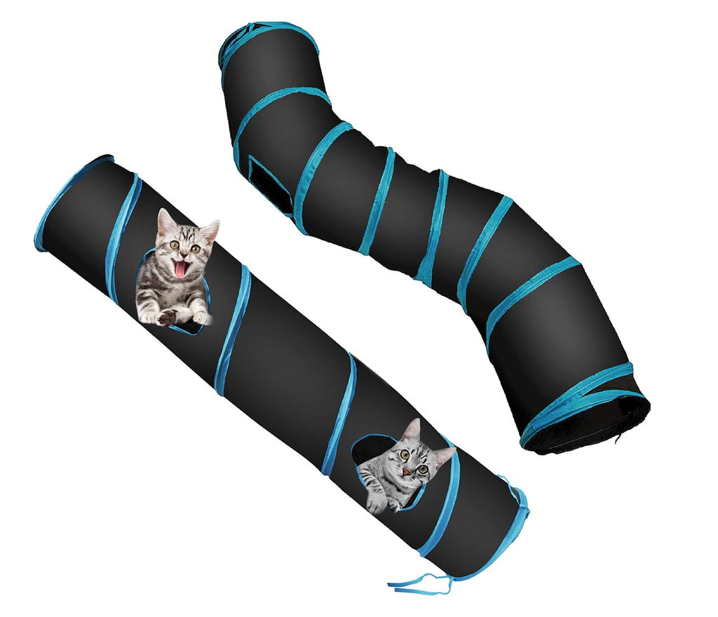 PetLike S Way Cat Tunnels Collapsible Kitty Tunnel with Ball Cat Hideaway Play Tunnel Tube Toy Cat Interactive Tunnel Toy S way and 1 way Black - PawsPlanet Australia