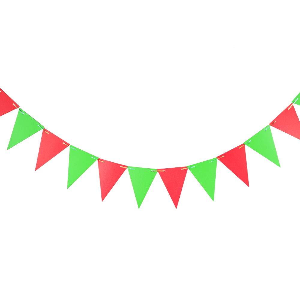 ZOOYOO Christmas Pennant Banner,20 Feet Green and Red Pennant Banner, Paper Triangle Flags Bunting for Party Decoration,30pcs Flags,Pack of 2(One 20 Feet or Two 10 Feet) Green&red - PawsPlanet Australia