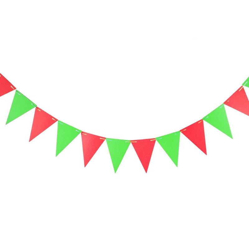 ZOOYOO Christmas Pennant Banner,20 Feet Green and Red Pennant Banner, Paper Triangle Flags Bunting for Party Decoration,30pcs Flags,Pack of 2(One 20 Feet or Two 10 Feet) Green&red - PawsPlanet Australia