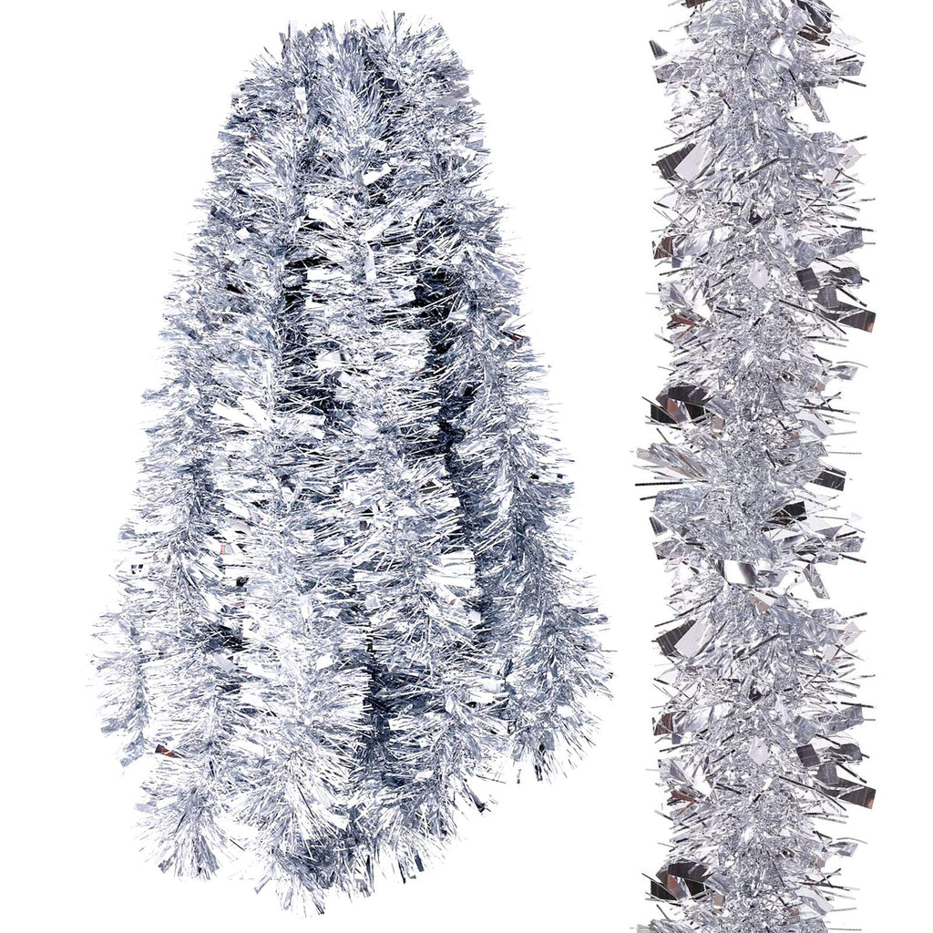 LeleCAT Christmas Tinsel Garland Bright Metallic Streamers Birthday Party Indoor and Outdoor Disco Party Supplies St. Patrick's Day Decorations,19 Feet Silver 19ft, Pack of 1 - PawsPlanet Australia