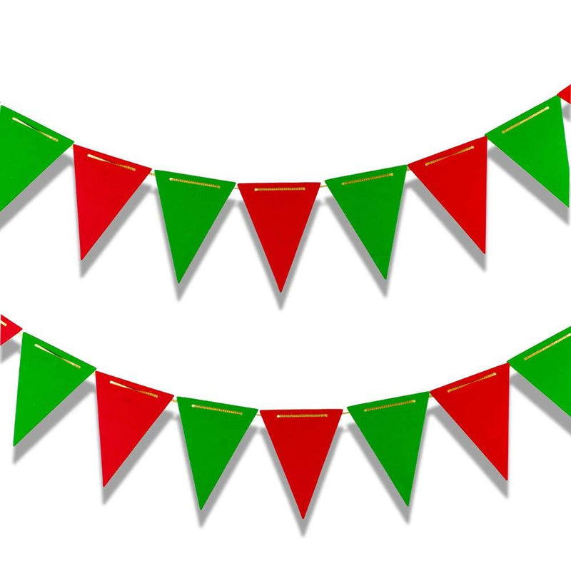 Aimto 20 Feet Red and Green Triangle Flag Banner for Christmas Party Decorations - 30pcs Flags - PawsPlanet Australia
