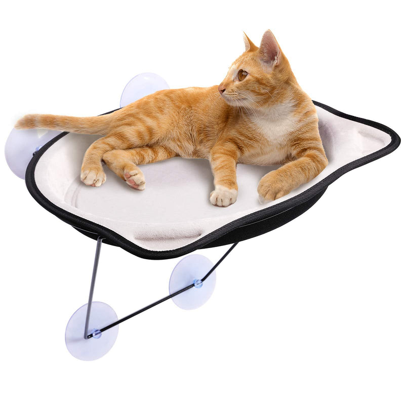 ShellKingdom Cat Bed, Cat Window Perch Window Seat Suction Pet Resting Seat Safety Cat Shelves - Cat Hammock Sunbath for Cats Weighted up to 20lb Grey Short fleece - PawsPlanet Australia