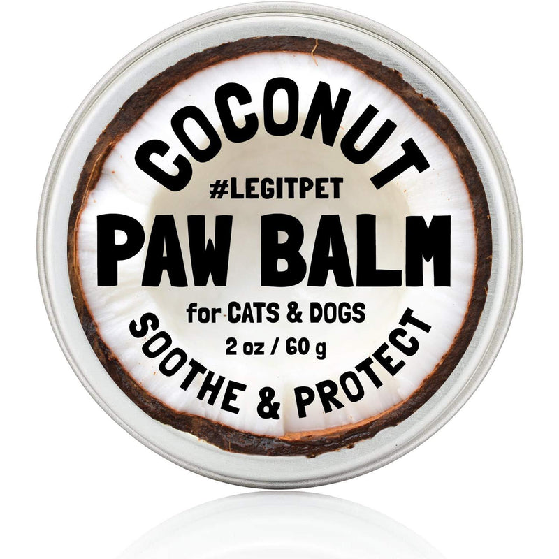 LEGITPET Dog Paw Balm Wax Soother & Moisturizer Cream with Natural Food-Grade Coconut Oil, Organic Shea Butter & Beeswax - 2 oz - Healing Protector for Cracked Dog Paws, Snout & Elbows - PawsPlanet Australia