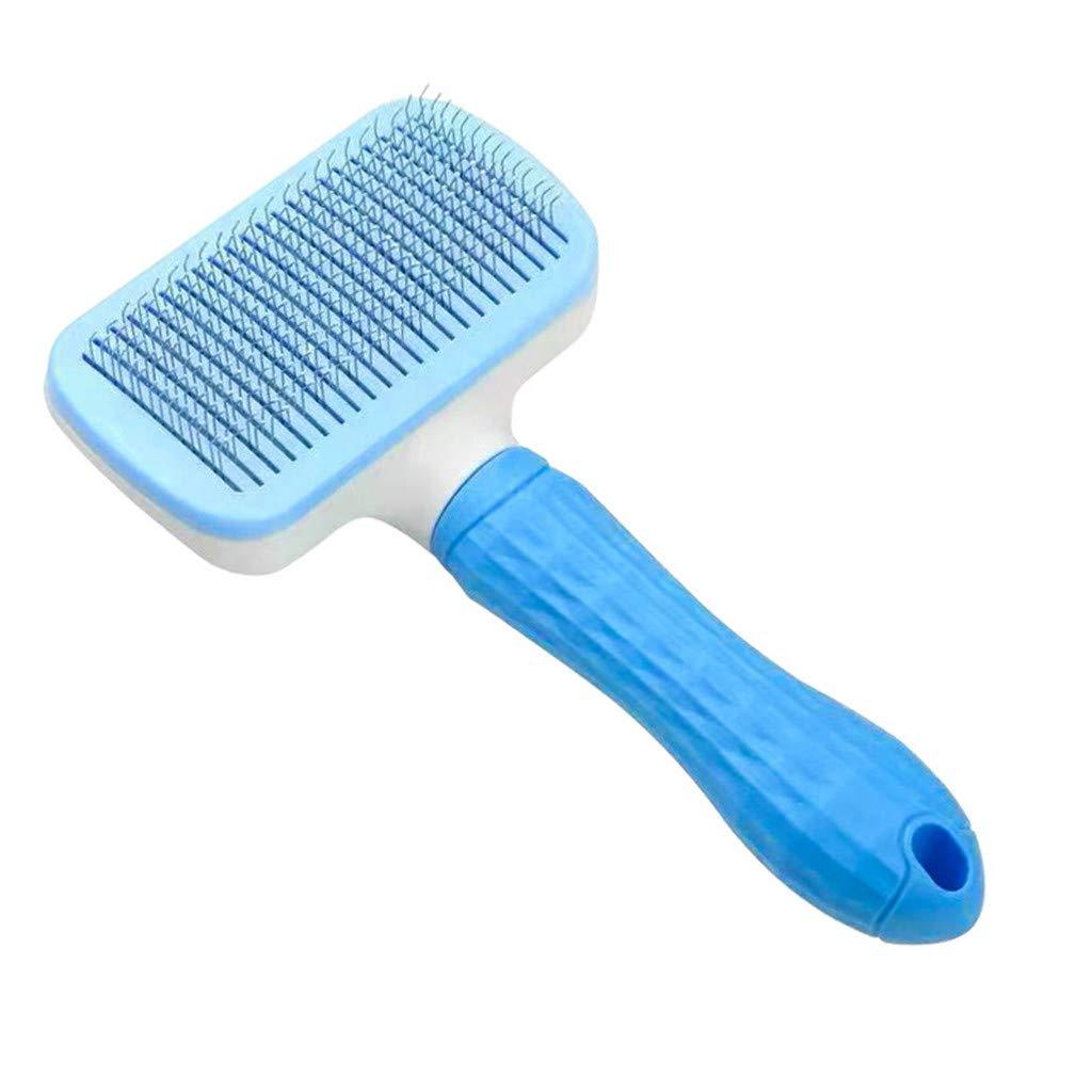 [Australia] - ZPP Pet Grooming Brush Self Cleaning Slicker Supplies Dogs Cats Tools Removes Undercoat Tangled Hair Rake Short Long Hair Mats Tangles Loose Hair Treatment Dander Dirt Massages Particle Blue 