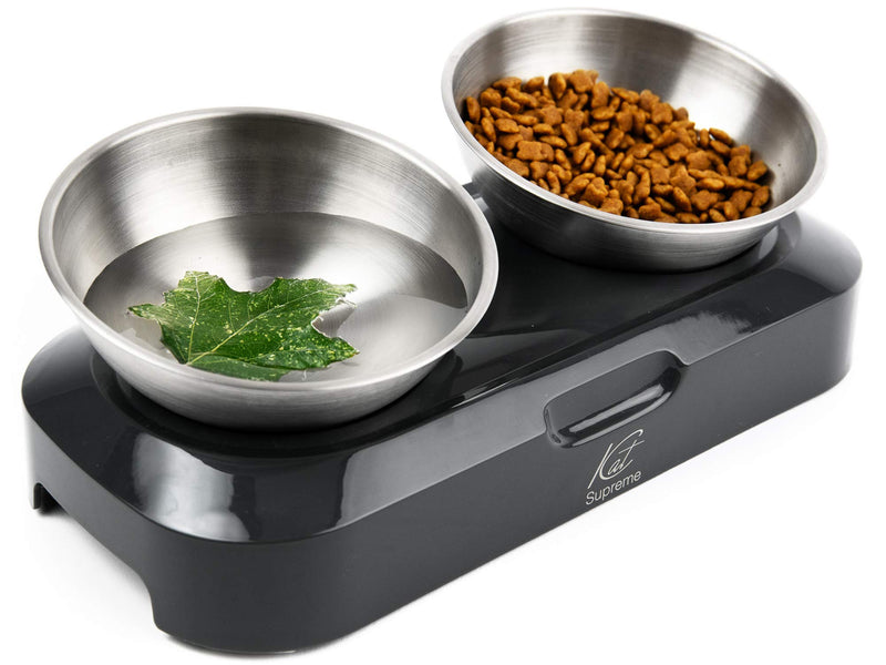 KatSupreme Tilted Cat Food Bowls - Elevated Cat Bowls, Anti Vomiting Cat Bowl Set, Stainless Steel Cat Bowls, Cat Food Bowls Elevated, Raised Cat Bowls for Indoor Cats, Orthopedic Cat Bowl - PawsPlanet Australia