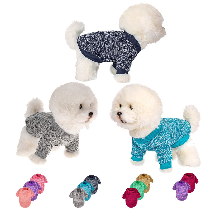 Dog Sweater, Dog Sweaters for Small Dogs, 2, 3 Pack Warm Soft Pet Clothes for Puppy, Medium Large Cat, Dogs Girl or Boy, Dog Shirt Vest Coat for Winter Christmas X-Small Grey+Navy+Blue - PawsPlanet Australia