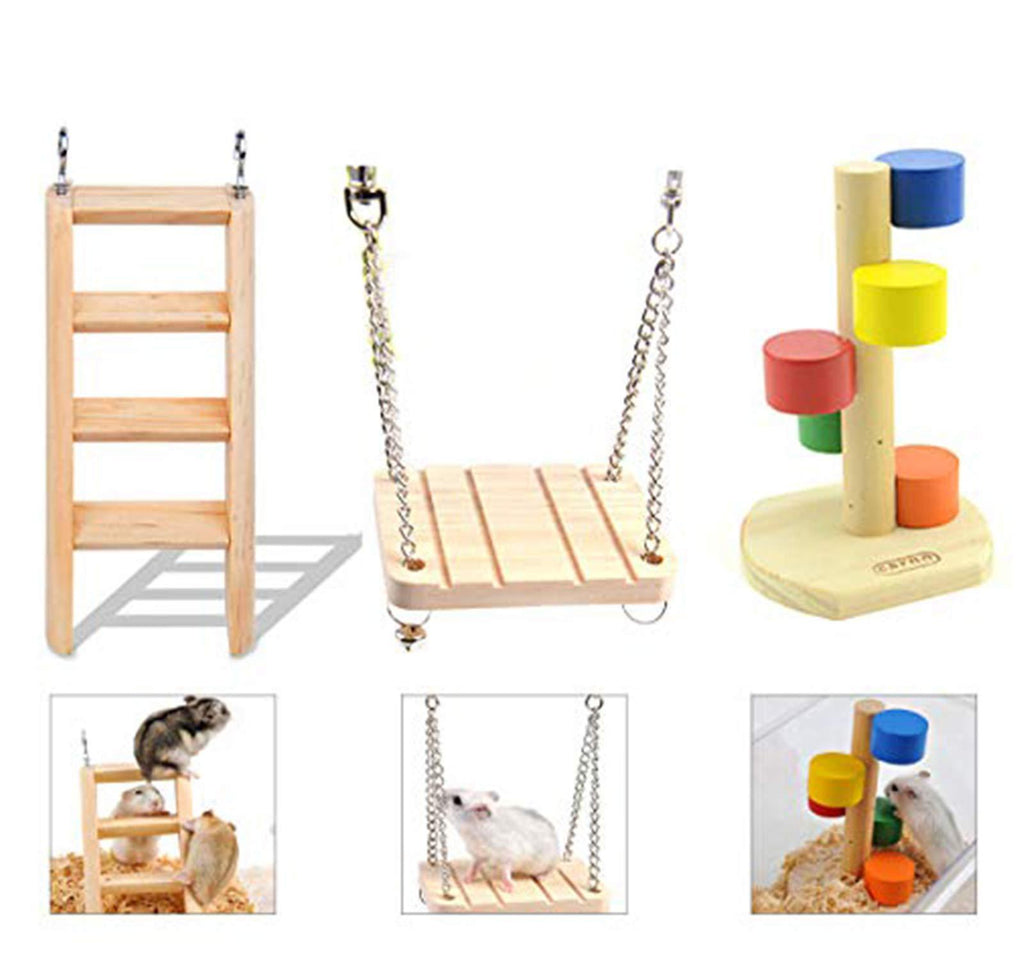 JICHENG Hamster Chew Toys| Specilized Mini Swing and Rainbow Ladders for Pet Hamster,Guinea Pig Chinchilla Wooden Pet Exercise Toys - PawsPlanet Australia