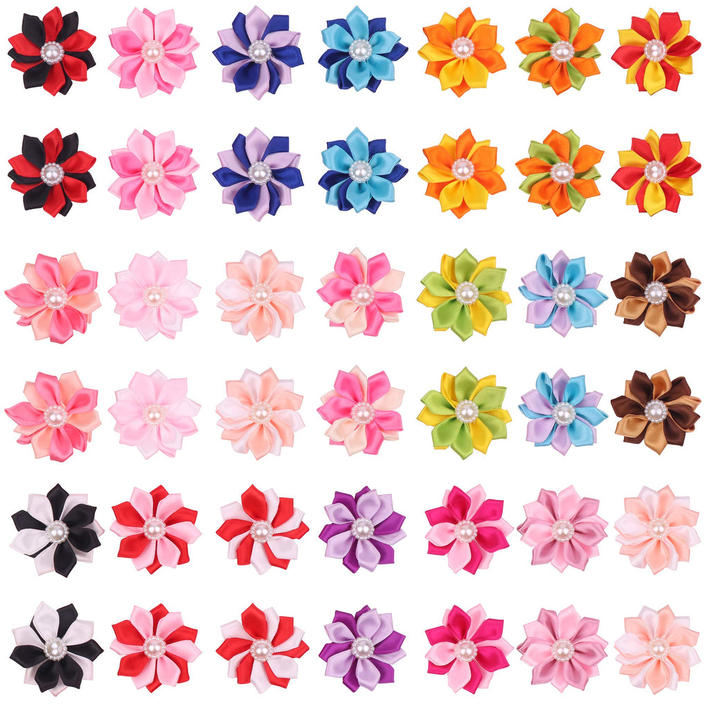 YAKA 40pcs Hot Cute Small Dog Colorful Hair Bows Topknot 20 Colors Bowknot with Rubber Bands Pet Grooming Products Pet Hair Bows Hair Accessories - PawsPlanet Australia
