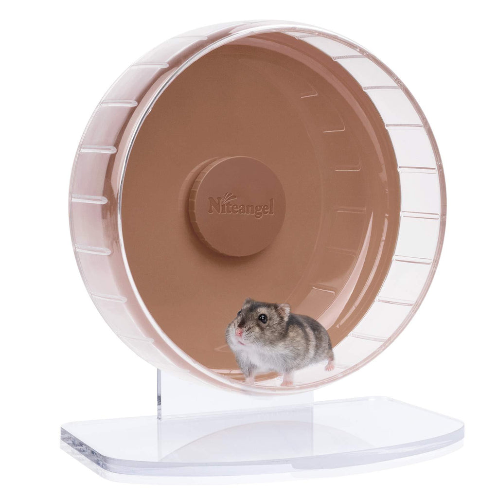 Niteangel Super-Silent Hamster Exercise Wheels - Quiet Spinner Hamster Running Wheels with Adjustable Stand for Hamsters Gerbils Mice Or Other Small Animals S Brown - PawsPlanet Australia