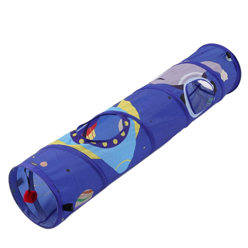 [Australia] - PEOPLE&PETS Collapsible Cat Tunnel, Toys Interactive Pet Play Tubes for Cats and Small Animals, with Peep Holes and Ball Toy Astronauts 