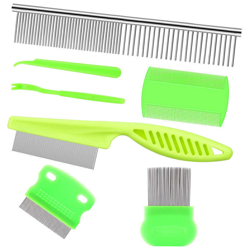 Lamoutor 7Pcs Pet Flea Comb Fine Tooth Comb and Pet Stainless Steel Combs for Dogs Cats Pet - PawsPlanet Australia