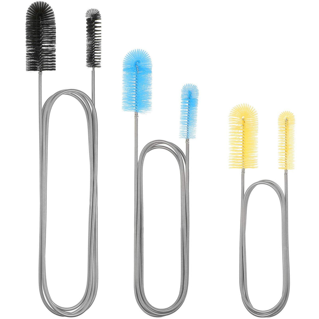 3 Pieces Aquarium Filter Brush Stainless Flexible Cleaning Brush Double-Ended Hose Brush Stainless Steel Spring for Fish Tank Aquarium U-Shape, Bent Pipes, 3 Size 3 Color - PawsPlanet Australia