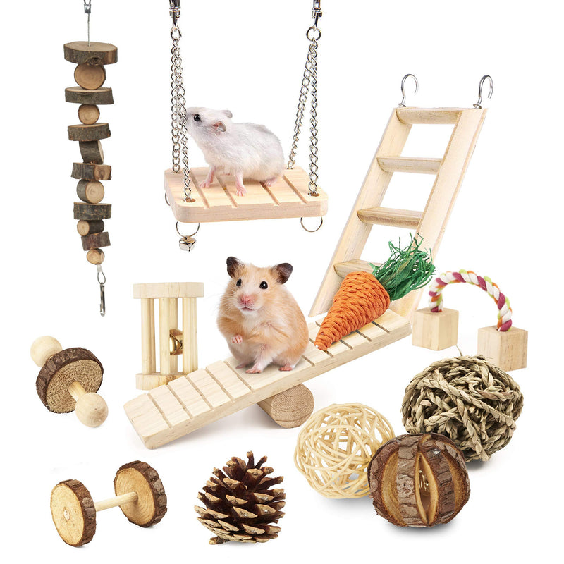 Pet Mania - 14 Piece Hamster and Bird Chew Toy Set - 100% Natural Wood - PawsPlanet Australia