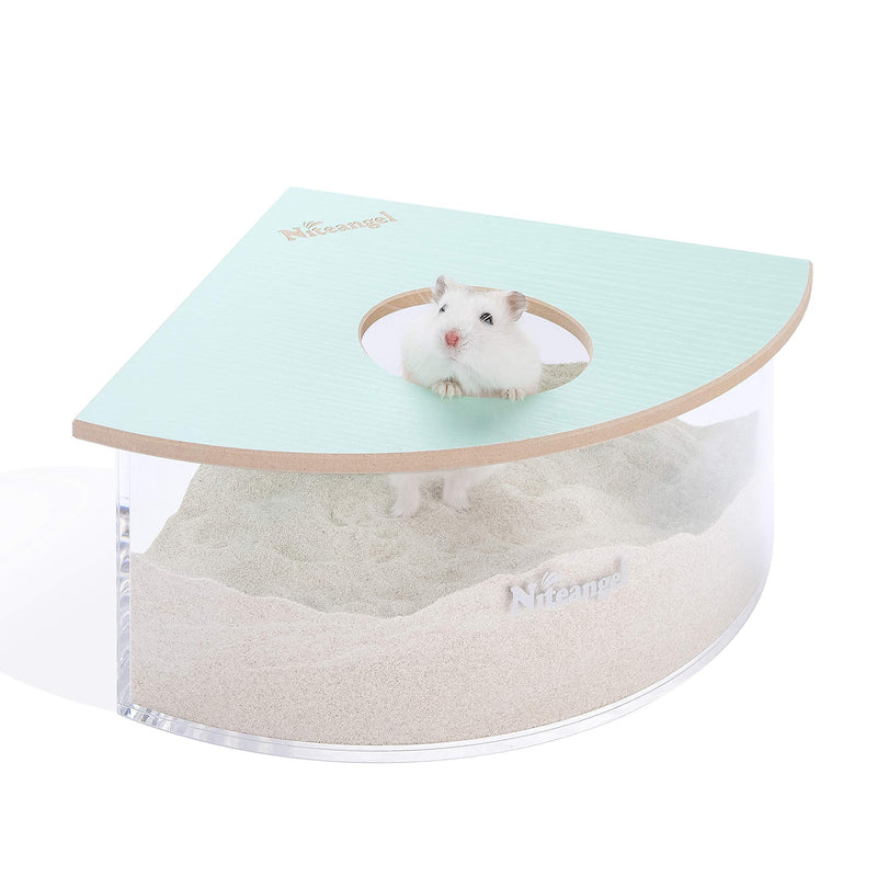 Niteangel Small Animal Sand-Bath Box - Acrylic Critter's Sand Bath Shower Room & Digging Sand Container for Hamsters Mice Lemming Gerbils or Other Small Pets Triangle Mint Green - PawsPlanet Australia