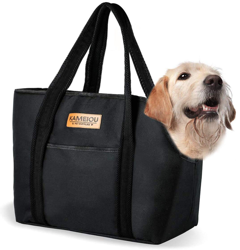 Pet Dog Purse Tote Carrier Bag for Medium Dogs Travel Soft-Sided Purse Carriers with Pocket Safety Tether Stand Pedal Portable Dog Sling Tote Carriers Purse for Small Medium Dog Outdoor Doggy Carriers Black - PawsPlanet Australia