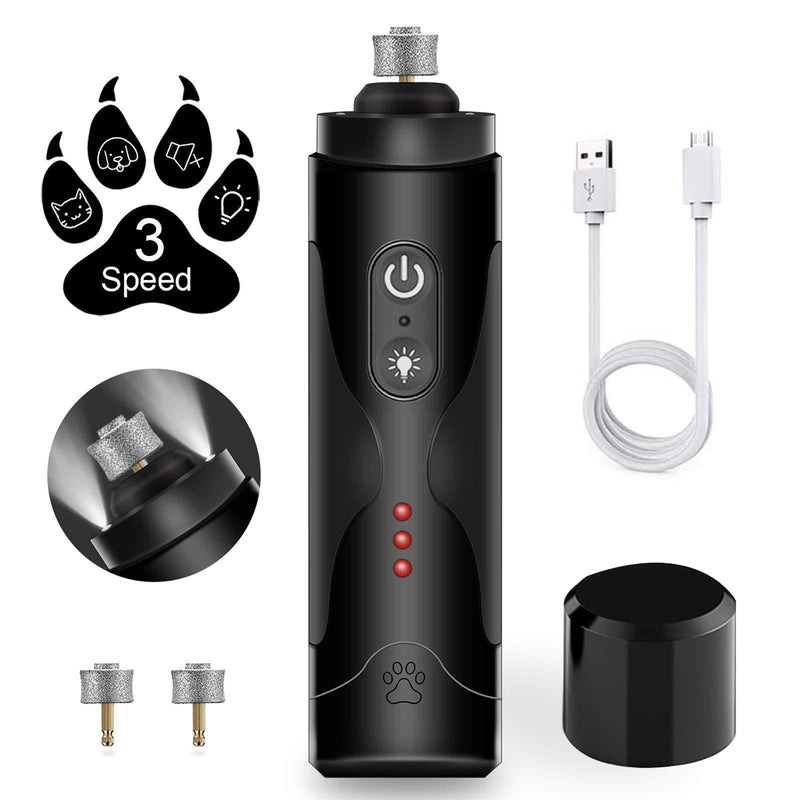 [Australia] - YOOHO Dog Nail Grinder with Light,Ultra Quiet Safety Guard Painless 3-Speed Rechargeable Electric Pet Nail Trimmer for Large Medium Small Dog Cat Paws Grooming & Smoothing 