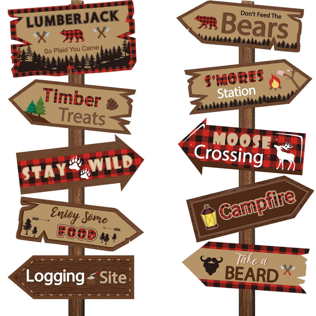 20 Pieces Lumberjack Party Directional Welcome Signs Door Cutouts Camping Winter Birthday Party Favor Ideas Decoration Supplies - PawsPlanet Australia