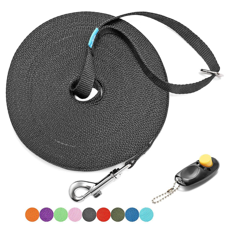 BAAPET 15 ft 20 ft 30 ft 50 ft 100 ft Long Dog Training Leash for Dog Training, Play, Camping, or Backyard Lead with Training Clickers for Small, Medium and Large Dogs or Cats 15 Feet Black - PawsPlanet Australia