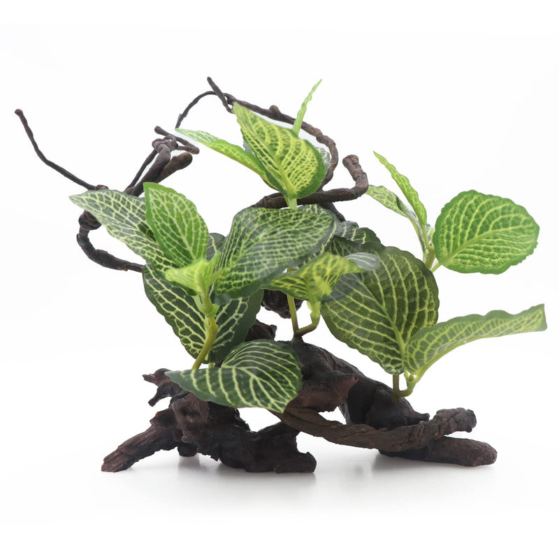 AQUA KT Reptile Terrarium Forest Tree with Plant Leaves for Amphibian Habitat Décor Lizard Snake Turtle Supplies - PawsPlanet Australia