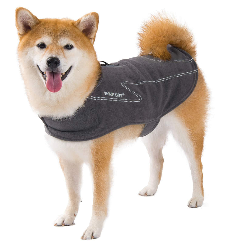 Vivaglory Dog Coat Fleece Jacket Vest for Small Medium Large Dogs Puppy Windproof Warm Clothes for Cold Weather XXS(Chest:11.5-16") Grey - PawsPlanet Australia