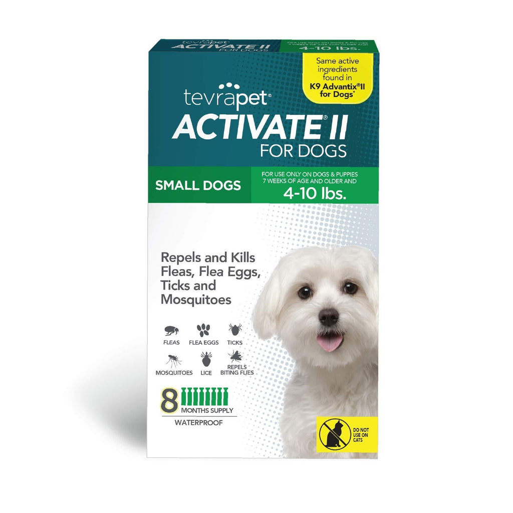TevraPet Activate II Flea and Tick Prevention for Dogs | All Dog Sizes | 8 Months Supply | Medicine for Treatment and Control | Topical Drops (Small 4-10 lbs) Small 4-10 lbs - PawsPlanet Australia