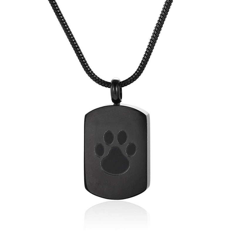 [Australia] - BAIYIDE Cremation Jewelry Urn Necklace for Ashes Keepsake Paw Print Memorial Ash Jewelry, Keepsake Pendant for Pet's Cat Dog's Ashes 3#Dog paw/Black 
