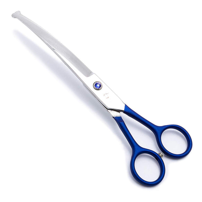 [Australia] - LovinPet Pet 7" Curved Scissor Right/Left-Handed Pet Round-Tip Grooming Stainless Steel Safety Trimming Shears for Dogs and Cats (Easy use Curved Scissor) Blue 