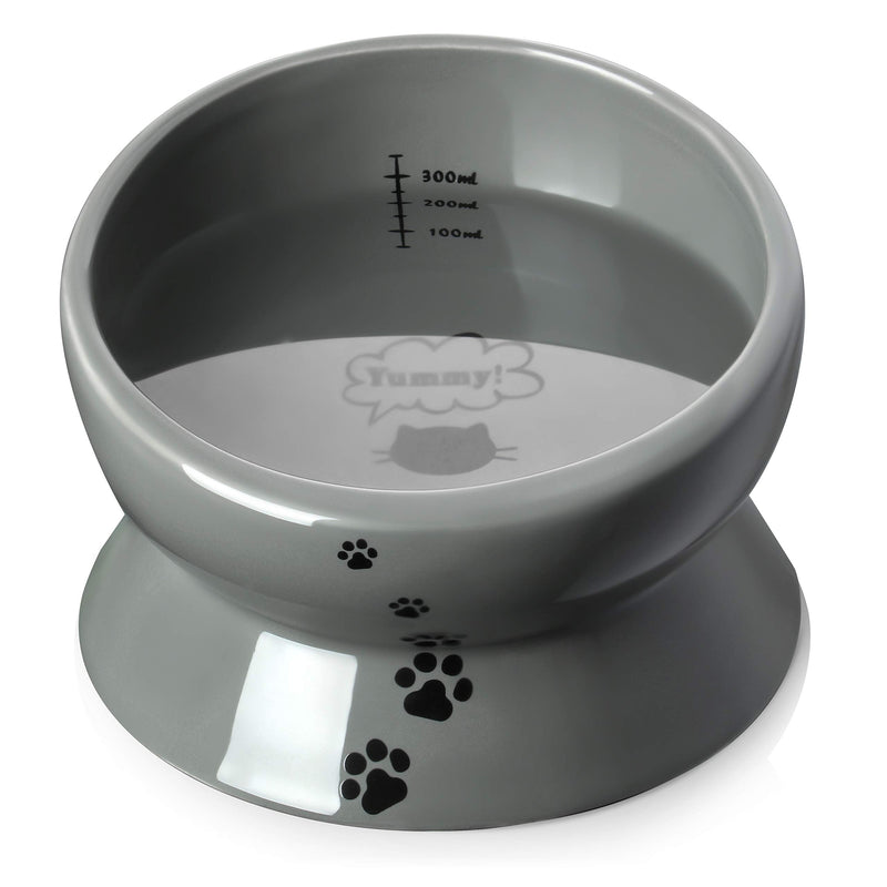 Y YHY Elevated Cat Food Bowl, Raised Pet Food and Water Bowl, Cat and Small Dog Bowl, Tilted Ceramic Cat Water Bowl No Spill,15oz, Dishwasher Safe Grey - PawsPlanet Australia