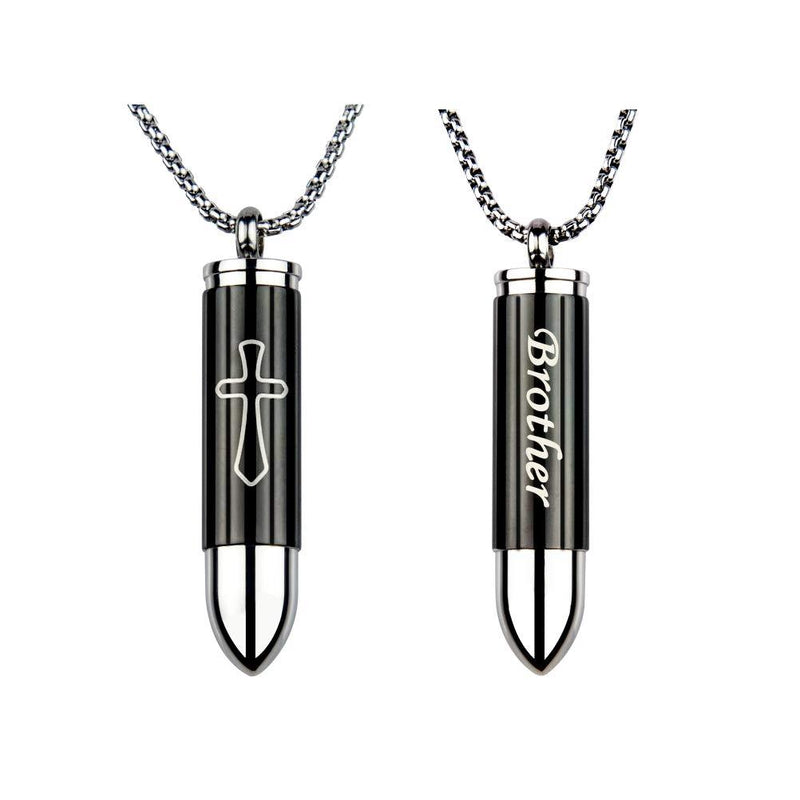 Bullet Pendant Necklaces Stainless Steel Bullet Jewelry Memorial for Ashe Urn Keepsake Chains Pendant for Ashes Human and Pet Brother - PawsPlanet Australia