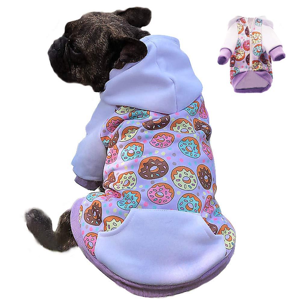 Miaododo Puppy Dog Hoodie for Small Medium Dogs Hooded Sweatshirt with Pocket Pet Clothes Sweaters with Hat Fleece Cat Hoodies Coat Winter XS(Chest 12.6'',Back 8.27'') - PawsPlanet Australia
