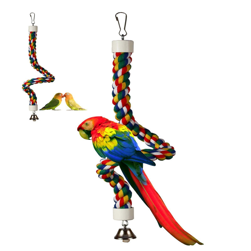 [Australia] - ILESON Bird Rope Perches Stand Ladder Toys for Parrots Parakeets Cockatiels Conures Macaw Lovebirds Budgies Swing Cage Accessories Comfy Bird Bungee Rope Perch Boing with Bell 