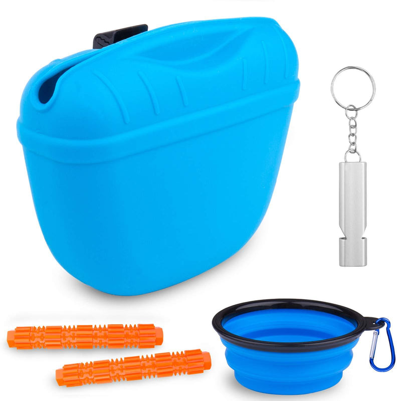 INPHER Dog Treat Pouch, Portable Dog Treat Bag Silicone Dog Training Bag Convenient Magnetic Buckle Closing and Waist Clip With Whistle Molar Stick Folding Bowl For Training Dog Cat Pet Single - PawsPlanet Australia