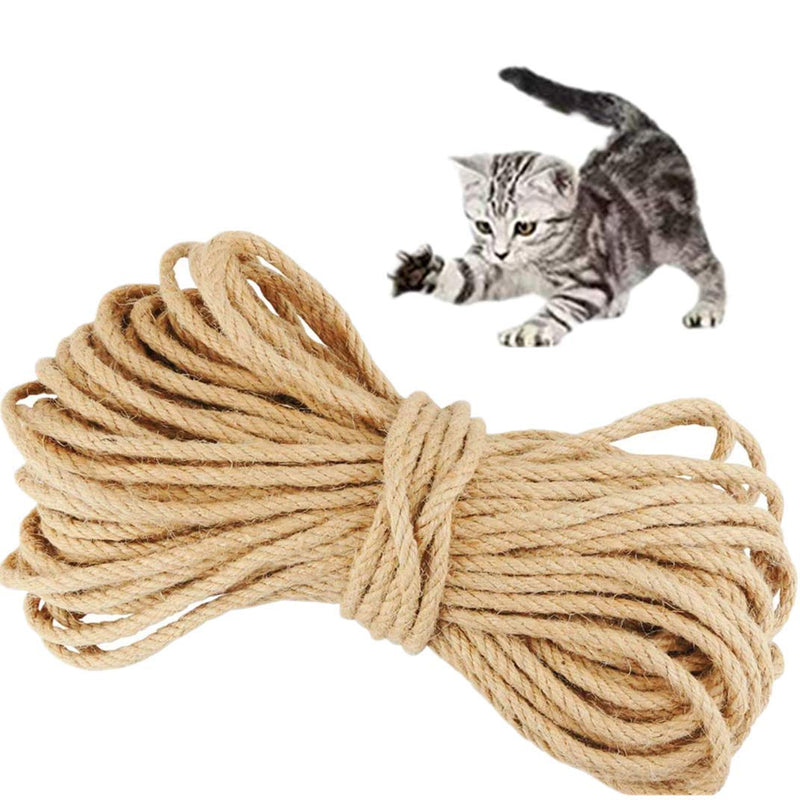 [Australia] - MXiiXM 100% Natural Sisal Rope for Cat Scratching Post - Diameter 5/6/8 mm Hemp Rope Twisted Fiber Sisal Twine for Repairing or DIY Scratcher for Cat Tree Tower 1/3inch(8mm), 66FT 