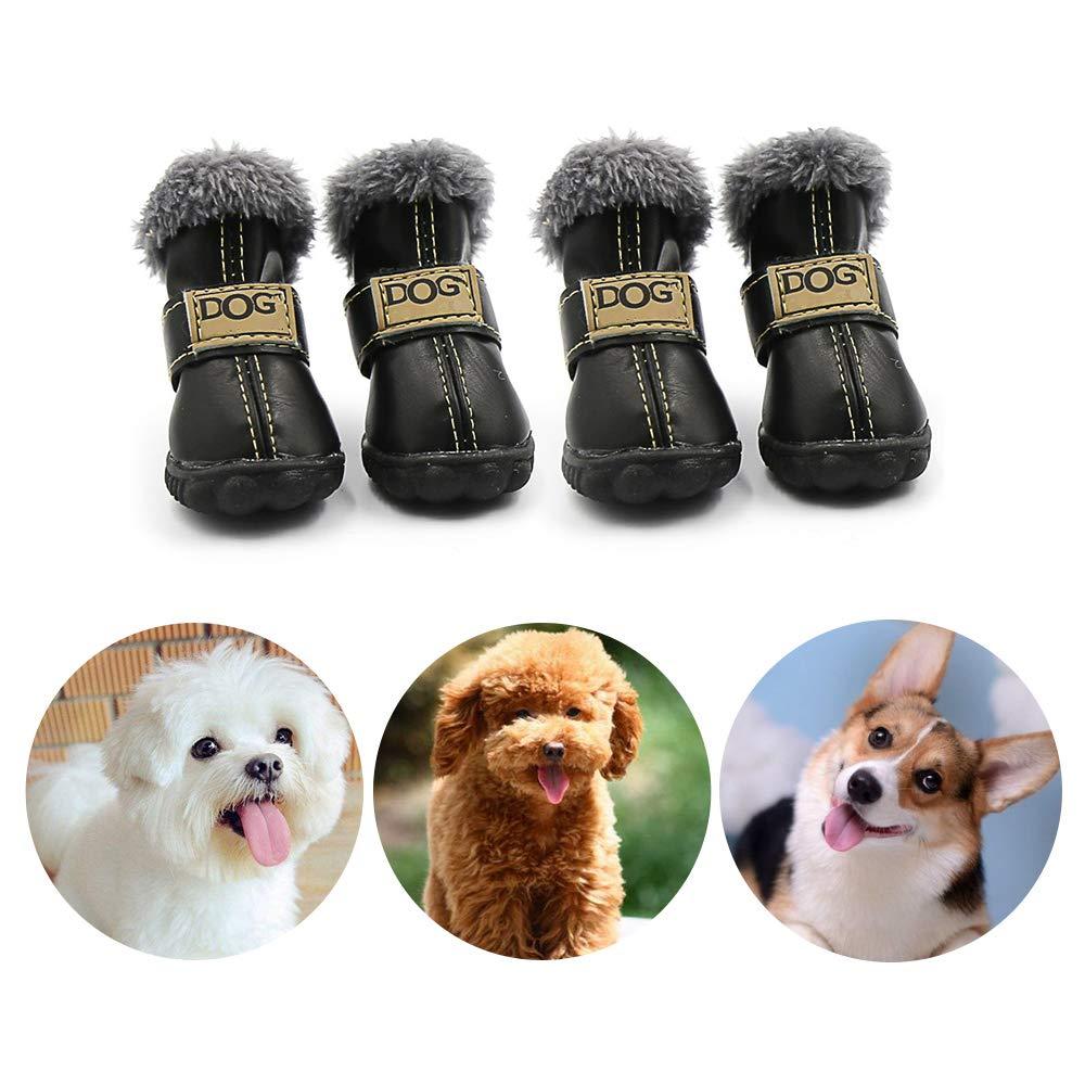 CMNNQ Snow Small Dog Boots, Pet Antiskid Dog Shoes, Winter Waterproof Skidproof Paw Protectors, Warm Booties for Puppy Play XS Black - PawsPlanet Australia