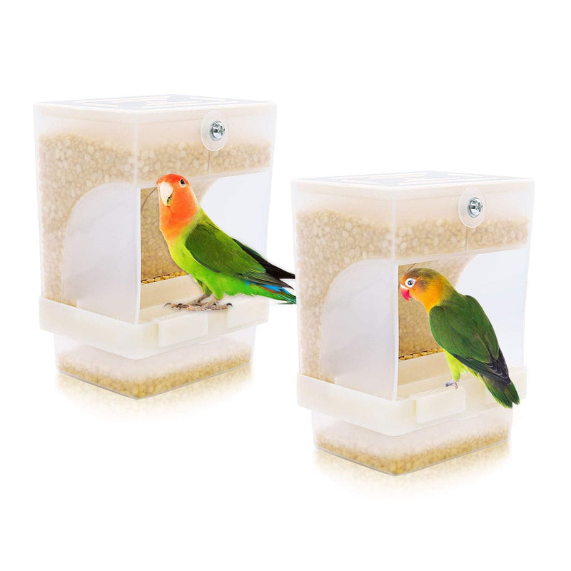 Rypet 2 PCS No-Mess Bird Feeder - Integrated Parrot Automatic Feeder for Small to Medium Birds Seed Food Container - PawsPlanet Australia