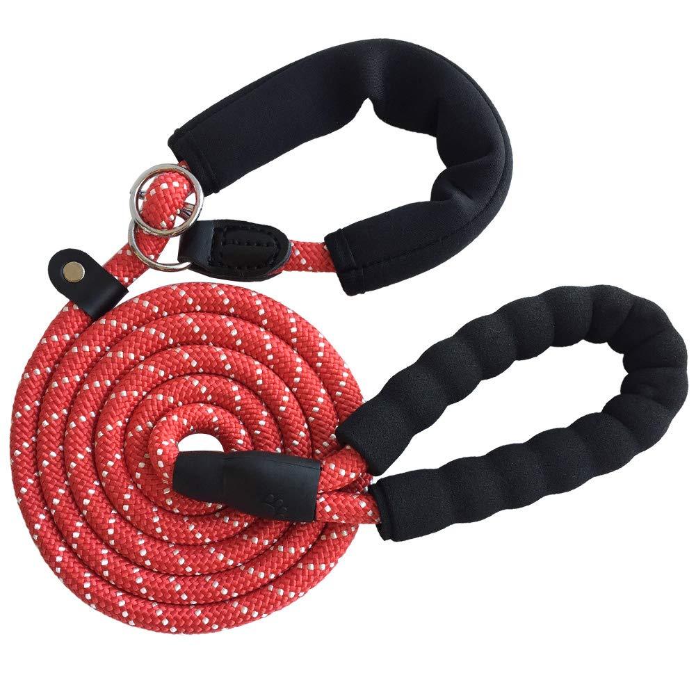 MayPaw 6FT Slip Lead Rope Dog Lead, Strong Nylon Dog Lead for Training, 2 in 1 No Collar or Harness Needed Adjustable Medium Large Dog Lead 1/2 in x 6ft Red - PawsPlanet Australia