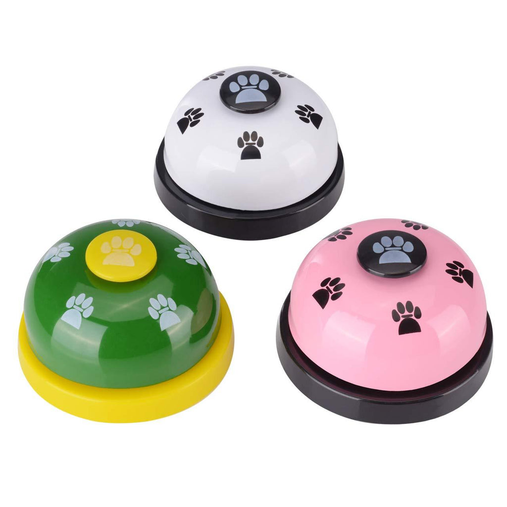 [Australia] - ZUZUAN Pet Training Bells, Set of 3 Dog Bells for Potty Training and Communication Device, Dog Call Bell with Big Button for Puppy Pets Cats Dogs, 2.8 Inch Diameter, White, Pink, Green 