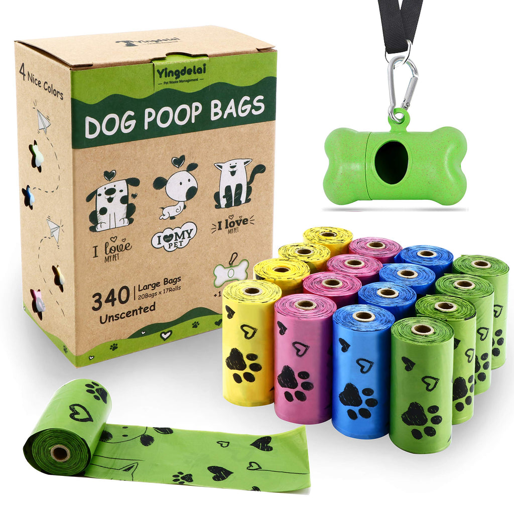 Yingdelai Biodegradable Dog Poop Bag 540 Counts - Dog Waste Bags with Dispenser, Large Pet Waste Bags for Doggy (Scented) 4 Colors- 340 Bags - PawsPlanet Australia