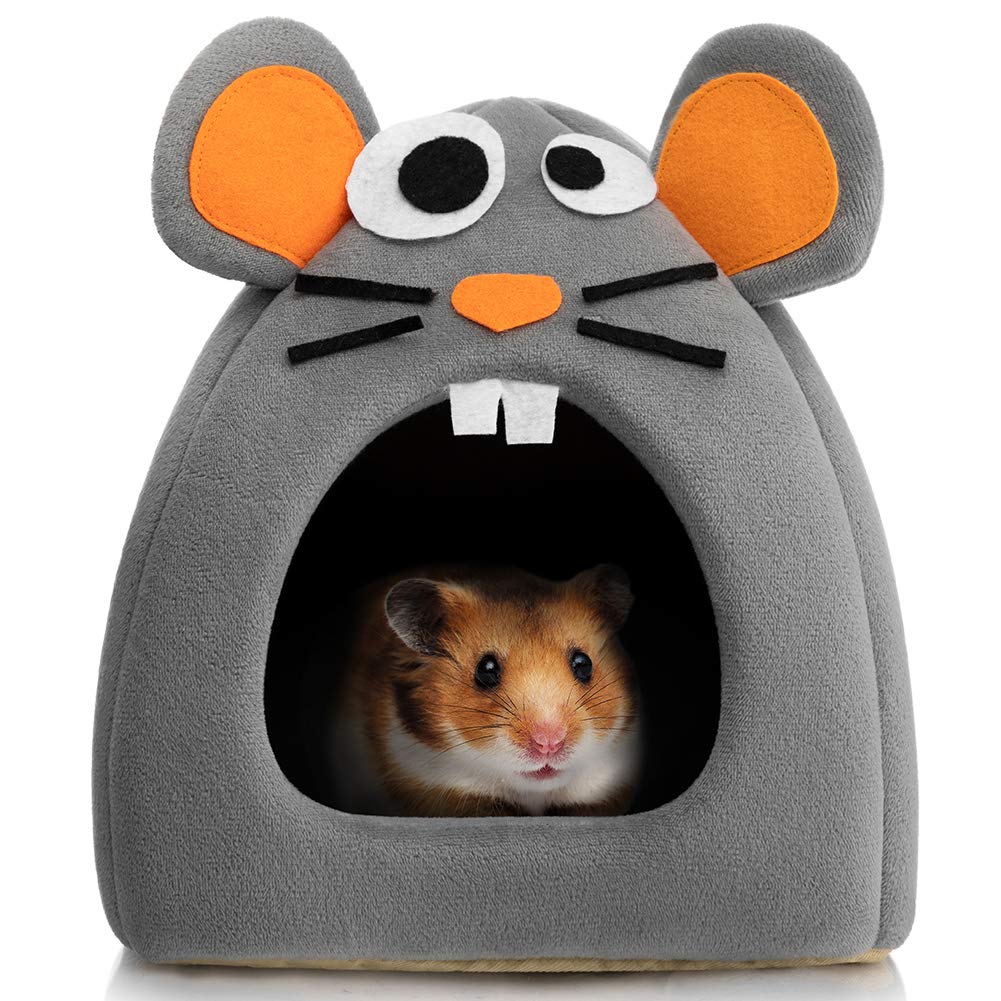 [Australia] - Hollypet Warm Small Pet Animals Bed Dutch Pig Hamster Cotton Nest Hedgehog Rat Chinchilla Guinea Habitat Mini House, Gray Mouse 